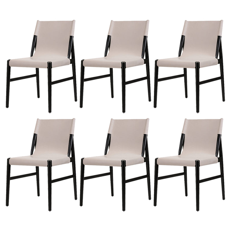 Chaise latéral en bois massif massif chaise de salle à manger sans bras en cuir contemporain