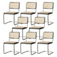Rattan Armless Dining Chair Contemporary Side Chair with Silver Base