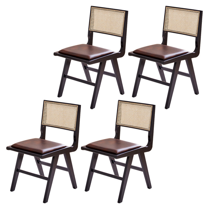 伝統的な布張りのサイドチェアラバーウッドソリッドウッドサイドチェア