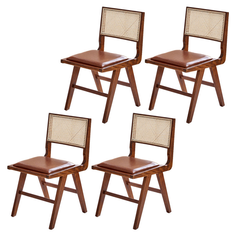 伝統的な布張りのサイドチェアラバーウッドソリッドウッドサイドチェア