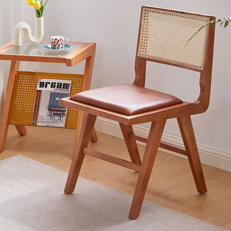 伝統的な布張りのサイドチェアラバーウッドソリッドウッドサイドチェア