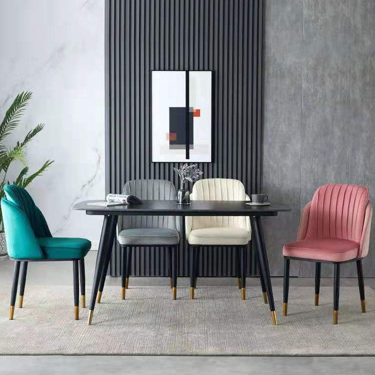 Sedia da pranzo in velluto senza braccia glam sedia parsons in finitura opaca per casa