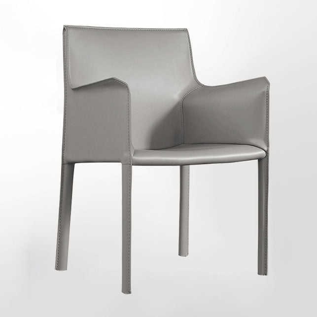Silla de silla de comedor de cuero contemporánea en acabado mate con patas de acero