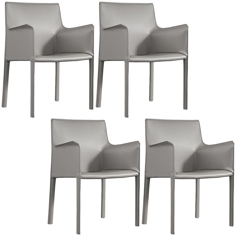 Silla de silla de comedor de cuero contemporánea en acabado mate con patas de acero