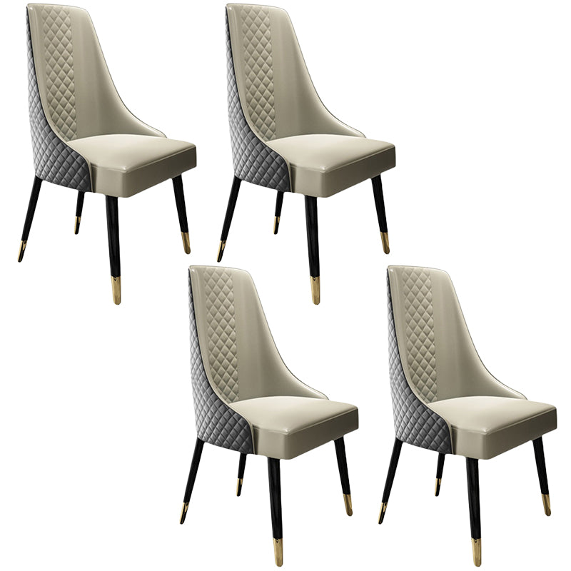 PU Leather Dining Chair Glam Upholstered Side Chair with Wood Legs