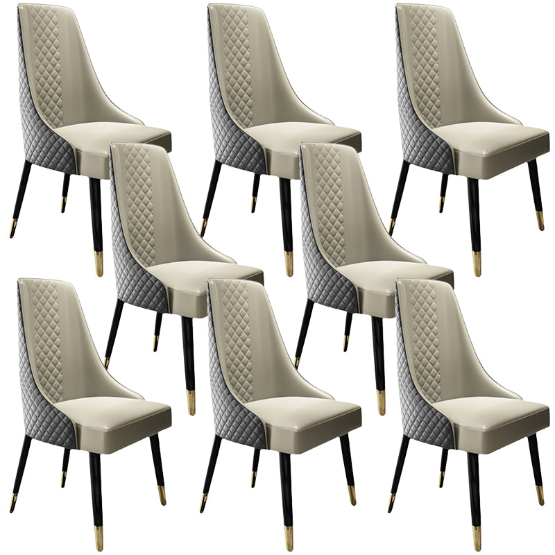PU Leather Dining Chair Glam Upholstered Side Chair with Wood Legs