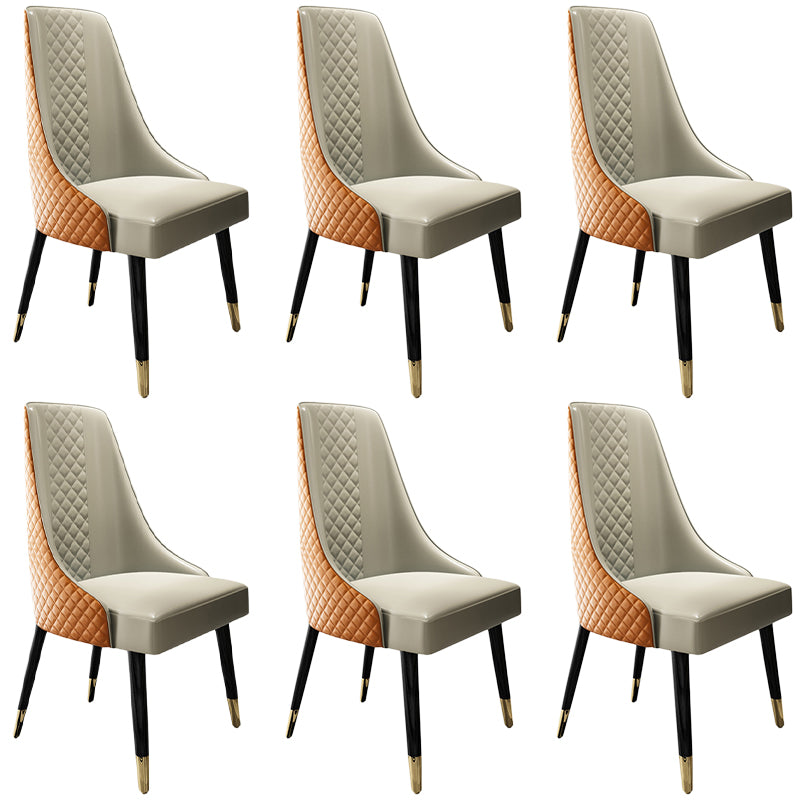 PU Leather Dining Chair Glam Upholstered Side Chair with Wood Legs