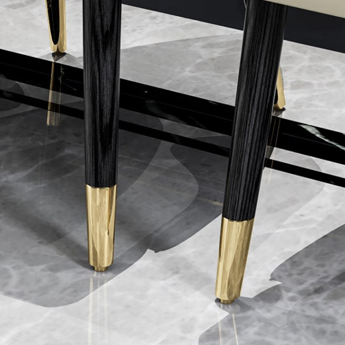 PU Leather Dining Chair Glam Upholstered Side Chair with Wood Legs