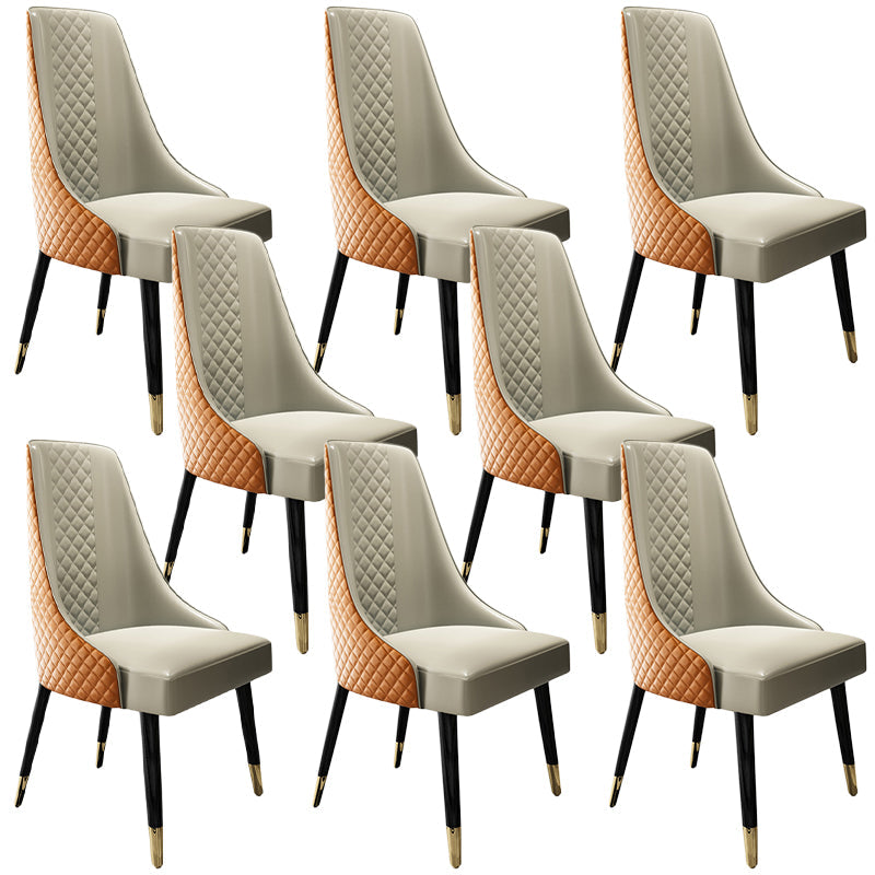 PU Leather Dining Chair Glam Upholstered Side Chair with Wood Legs