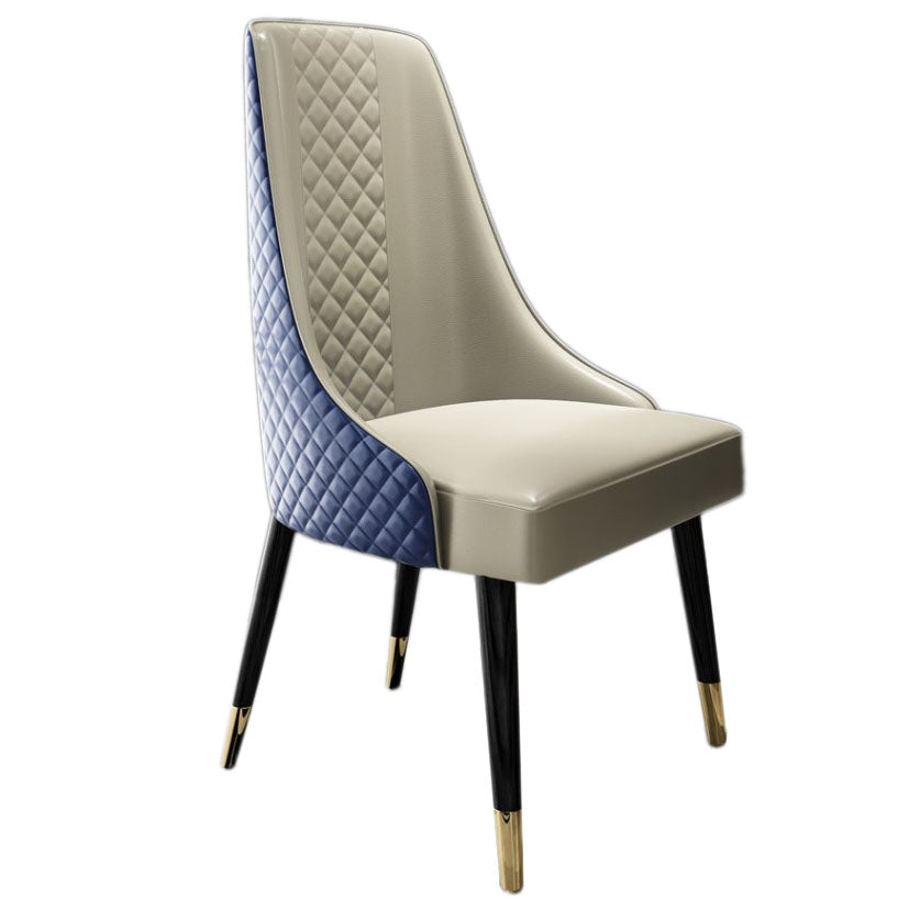 PU Leather Dining Chair Glam Upholstered Side Chair with Wood Legs