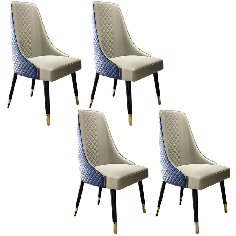 PU Leather Dining Chair Glam Upholstered Side Chair with Wood Legs