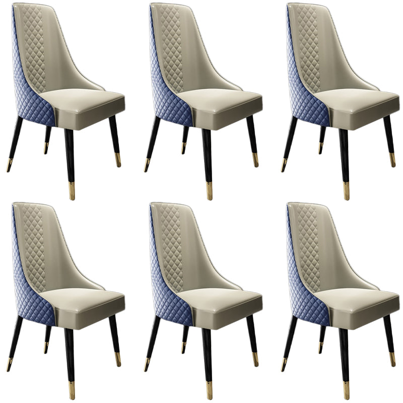 PU Leather Dining Chair Glam Upholstered Side Chair with Wood Legs