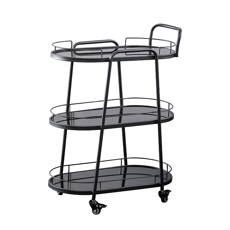 32.28"H Rolling Modern Prep Table Metal Oval Prep Table for Dining Room