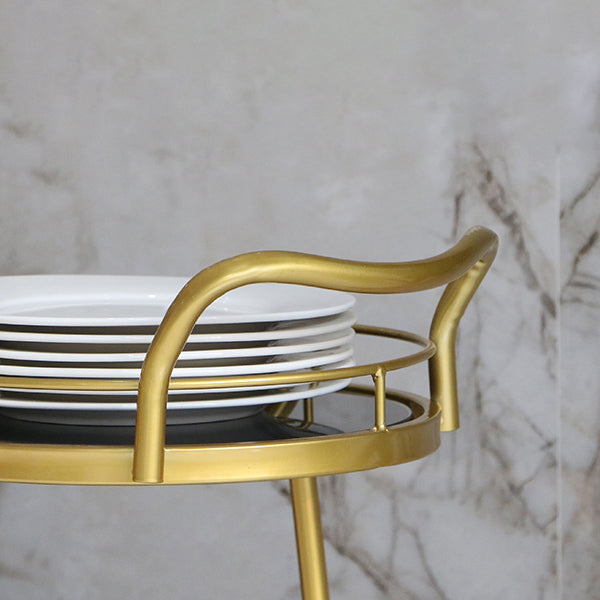 32.28"H Rolling Modern Prep Table Metal Oval Prep Table for Dining Room