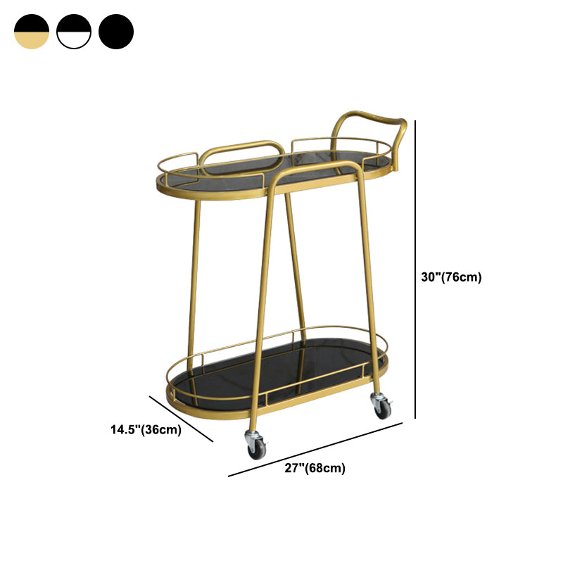32.28"H Rolling Modern Prep Table Metal Oval Prep Table for Dining Room