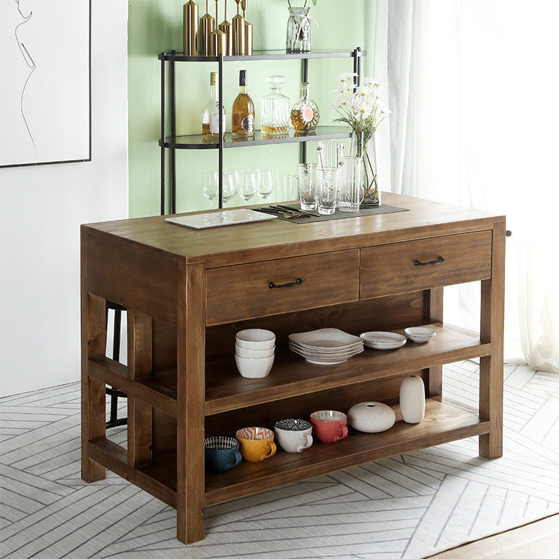 Tradizionale set di isole da cucina stazionaria set di cucina rettangolare in legno per uso domestico