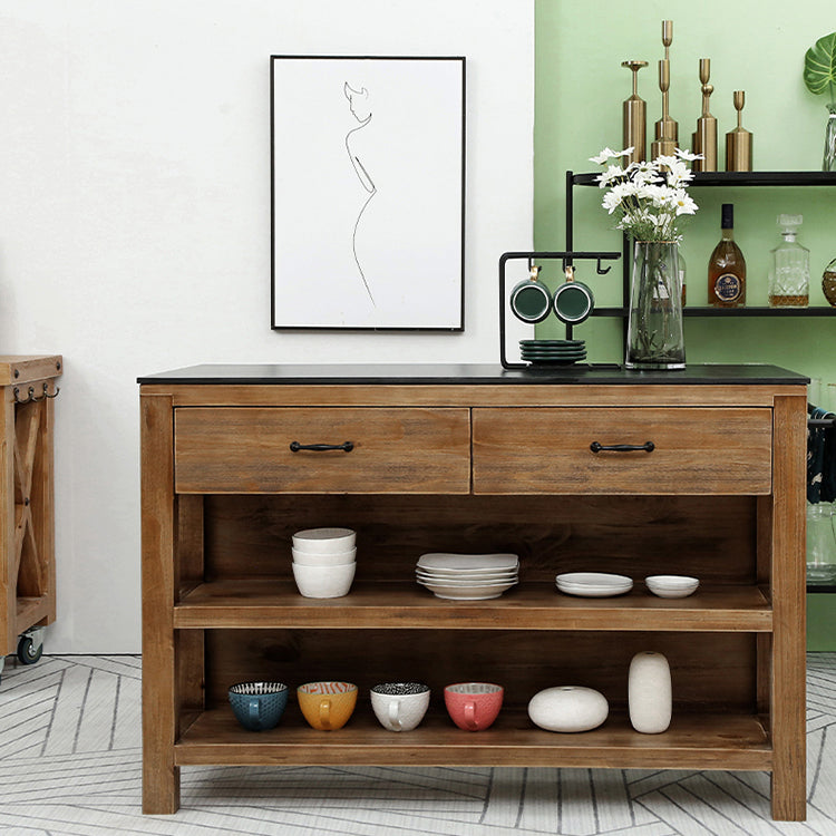 Tradizionale set di isole da cucina stazionaria set di cucina rettangolare in legno per uso domestico