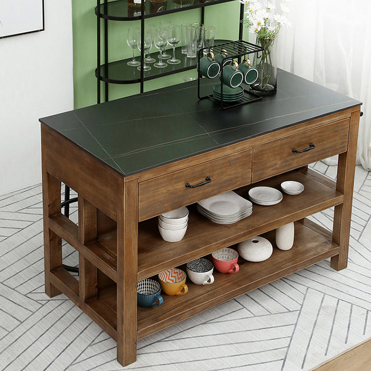 Tradizionale set di isole da cucina stazionaria set di cucina rettangolare in legno per uso domestico