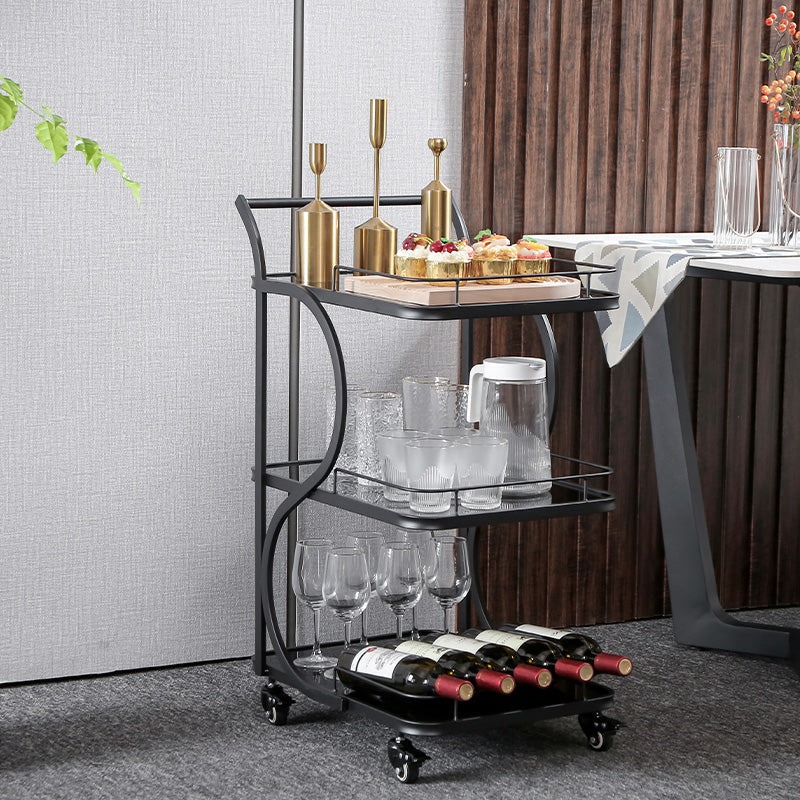 Modern Rolling Prep Table Rectangular Metal Prep Table for Home Use