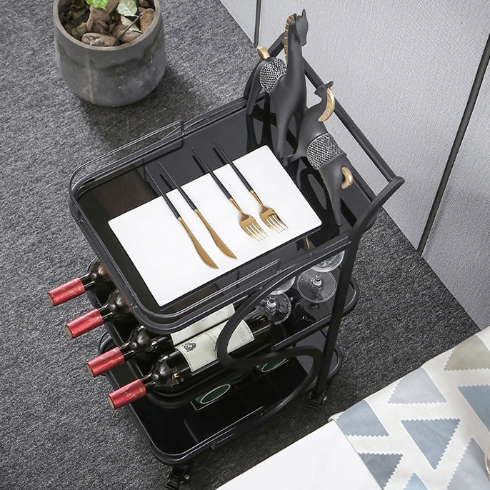 Modern Rolling Prep Table Rectangular Metal Prep Table for Home Use