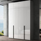 Modern Mirrored Finish Wardrobe Cabinet Engineered Wood and Solid Wood Wardrobe