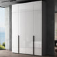 Modern Mirrored Finish Wardrobe Cabinet Engineered Wood and Solid Wood Wardrobe
