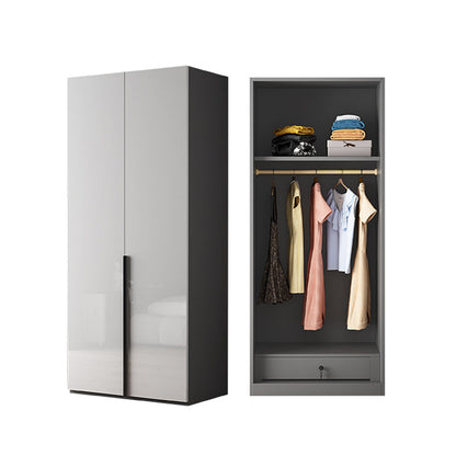 Modern Mirrored Finish Wardrobe Cabinet Engineered Wood and Solid Wood Wardrobe