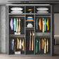 Modern Mirrored Finish Wardrobe Cabinet Engineered Wood and Solid Wood Wardrobe