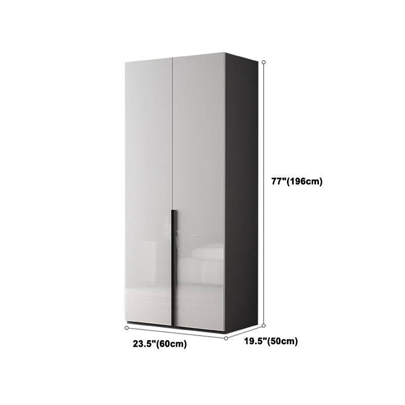 Modern Mirrored Finish Wardrobe Cabinet Engineered Wood and Solid Wood Wardrobe