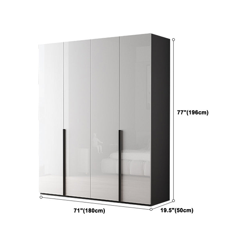 Modern Mirrored Finish Wardrobe Cabinet Engineered Wood and Solid Wood Wardrobe