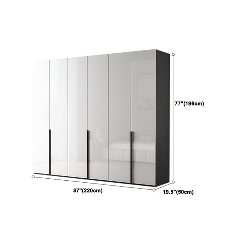 Modern Mirrored Finish Wardrobe Cabinet Engineered Wood and Solid Wood Wardrobe