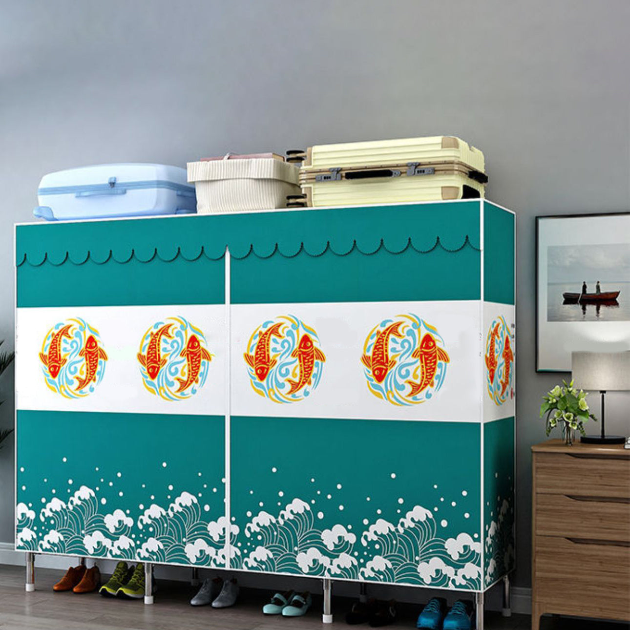 Moderner Kleiderschrank Armoire Aluminiumlegierung Rahmen Kleiderschrank für Zuhause