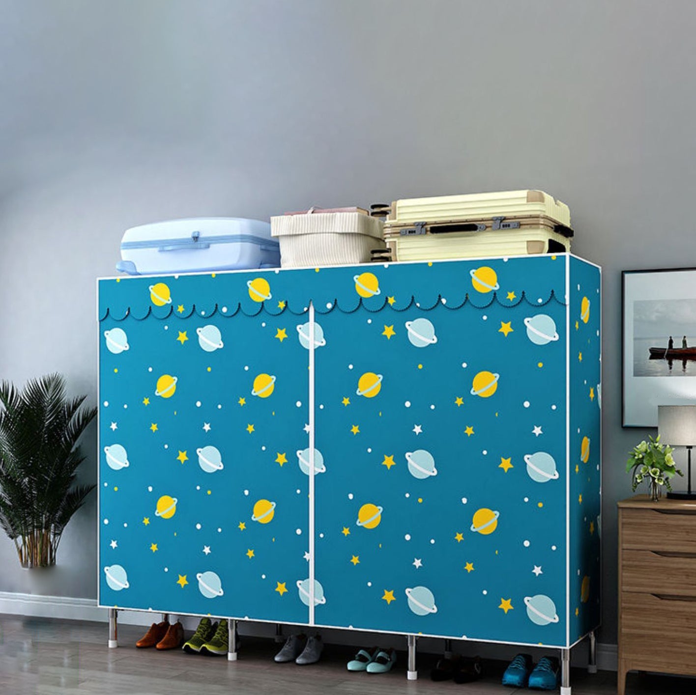 Moderner Kleiderschrank Armoire Aluminiumlegierung Rahmen Kleiderschrank für Zuhause