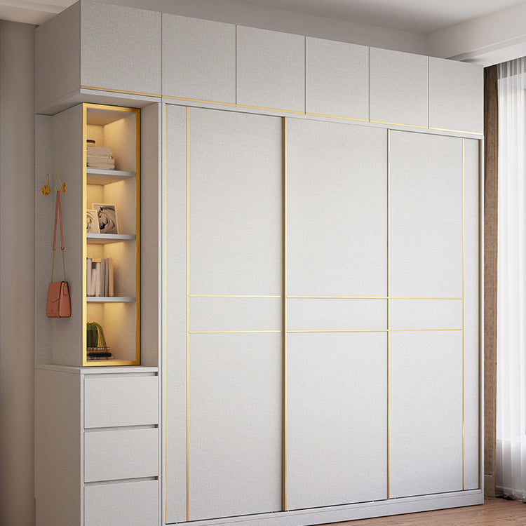 White Modern Style Wardrobe Cabinet Engineered Wood Wardrobe with Clothing Rod Clearhalo 'Armoires & Wardrobes' 'armoires_wardrobes' 'Bedroom Furniture' 'furn' 'furn_armoires_wardrobes' 'Furniture' 5358438