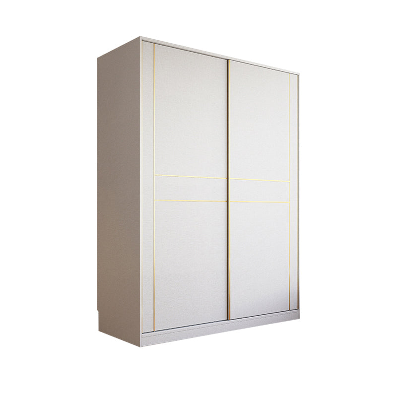 White Modern Style Wardrobe Cabinet Engineered Wood Wardrobe with Clothing Rod 63"L x 24"W x 83"H Clearhalo 'Armoires & Wardrobes' 'armoires_wardrobes' 'Bedroom Furniture' 'furn' 'furn_armoires_wardrobes' 'Furniture' 5358440
