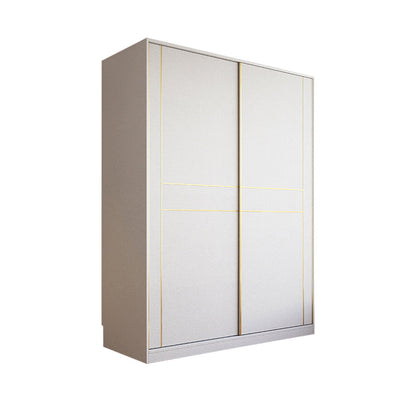 White Modern Style Wardrobe Cabinet Engineered Wood Wardrobe with Clothing Rod 63"L x 24"W x 83"H Clearhalo 'Armoires & Wardrobes' 'armoires_wardrobes' 'Bedroom Furniture' 'furn' 'furn_armoires_wardrobes' 'Furniture' 5358440