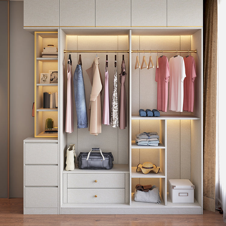 White Modern Style Wardrobe Cabinet Engineered Wood Wardrobe with Clothing Rod Clearhalo 'Armoires & Wardrobes' 'armoires_wardrobes' 'Bedroom Furniture' 'furn' 'furn_armoires_wardrobes' 'Furniture' 5358445