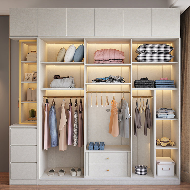 White Modern Style Wardrobe Cabinet Engineered Wood Wardrobe with Clothing Rod Clearhalo 'Armoires & Wardrobes' 'armoires_wardrobes' 'Bedroom Furniture' 'furn' 'furn_armoires_wardrobes' 'Furniture' 5358446