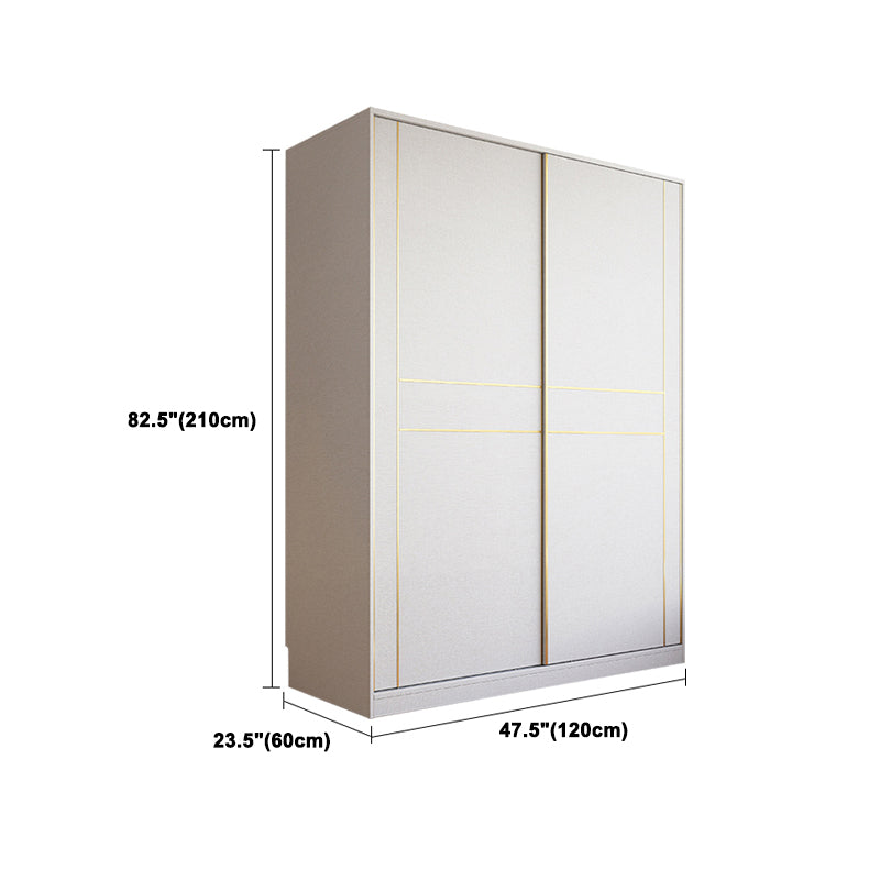 White Modern Style Wardrobe Cabinet Engineered Wood Wardrobe with Clothing Rod Clearhalo 'Armoires & Wardrobes' 'armoires_wardrobes' 'Bedroom Furniture' 'furn' 'furn_armoires_wardrobes' 'Furniture' 5358447
