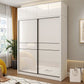 White Mirrored Finish Wardrobe Cabinet Modern Engineered Wood Wardrobe Clearhalo 'Armoires & Wardrobes' 'armoires_wardrobes' 'Bedroom Furniture' 'furn' 'furn_armoires_wardrobes' 'Furniture' 5358455