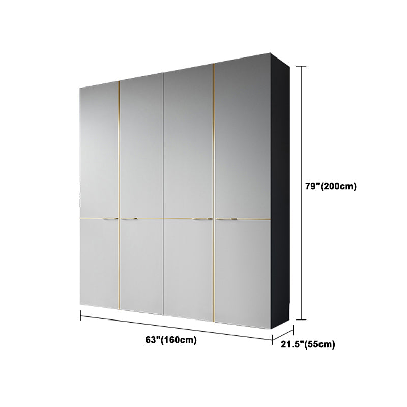 Kleiderschrank im zeitgenössischen Stil grau Farbe Holzgarderobe Schrank mit Regalen