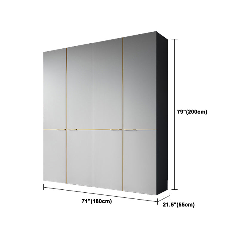 Kleiderschrank im zeitgenössischen Stil grau Farbe Holzgarderobe Schrank mit Regalen