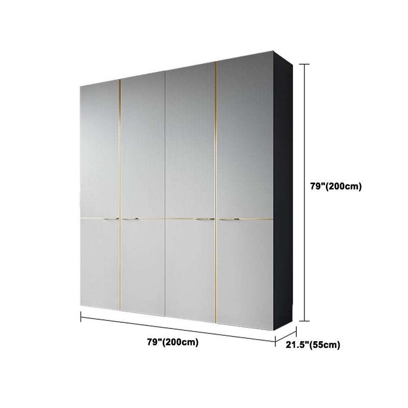 Kleiderschrank im zeitgenössischen Stil grau Farbe Holzgarderobe Schrank mit Regalen