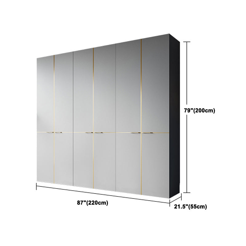 Kleiderschrank im zeitgenössischen Stil grau Farbe Holzgarderobe Schrank mit Regalen