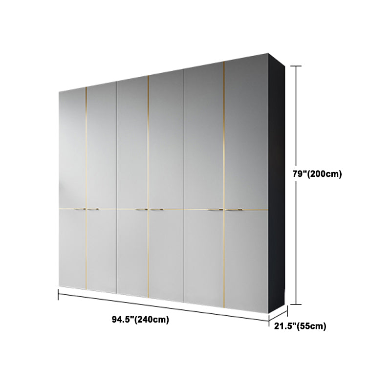 Kleiderschrank im zeitgenössischen Stil grau Farbe Holzgarderobe Schrank mit Regalen