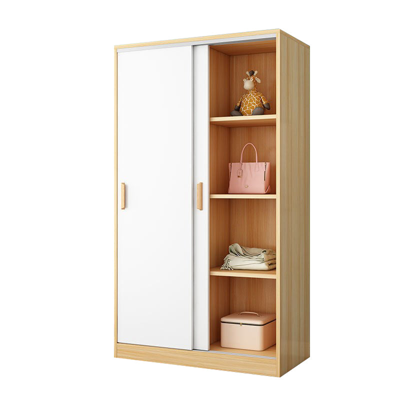 Modern Style Home Wardrobe Armoire Beech Wood and Engineered Wood Storage Wardrobe Cabinet