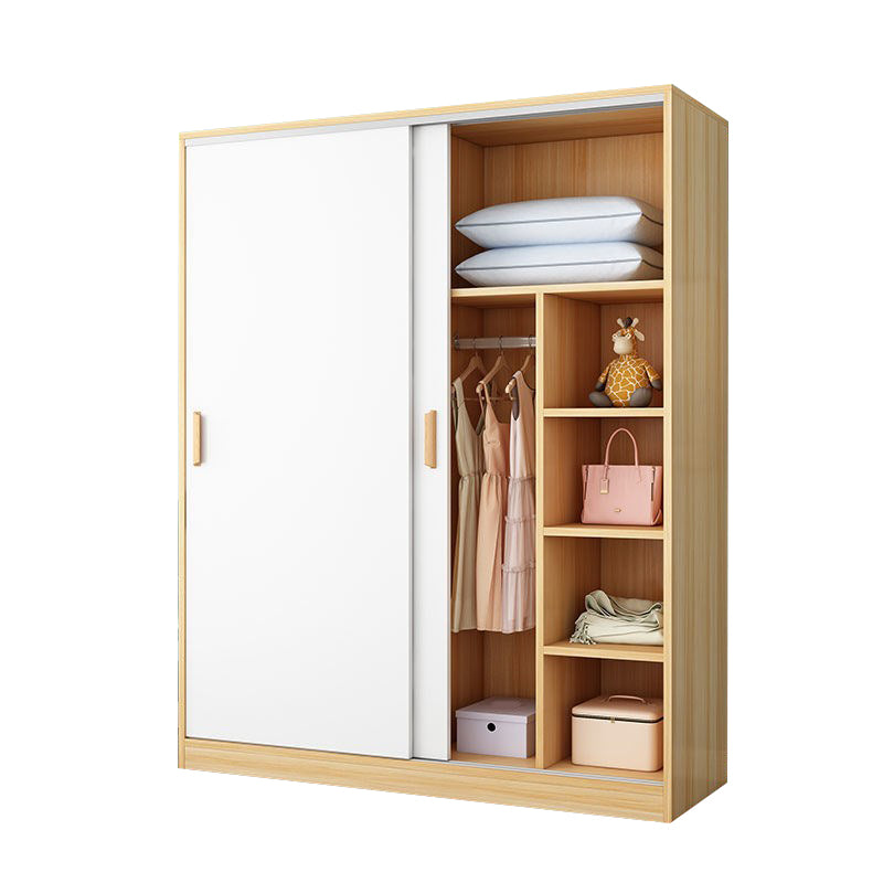 Modern Style Home Wardrobe Armoire Beech Wood and Engineered Wood Storage Wardrobe Cabinet