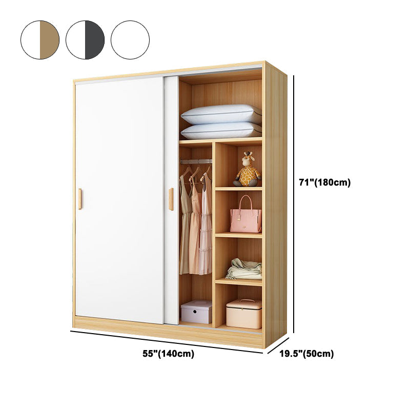 Modern Style Home Wardrobe Armoire Beech Wood and Engineered Wood Storage Wardrobe Cabinet