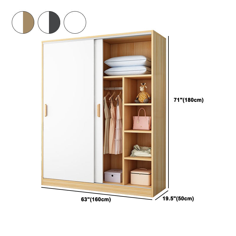 Modern Style Home Wardrobe Armoire Beech Wood and Engineered Wood Storage Wardrobe Cabinet