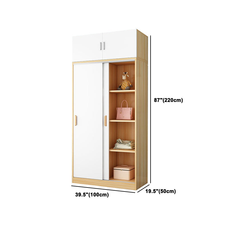 Modern Style Home Wardrobe Armoire Beech Wood and Engineered Wood Storage Wardrobe Cabinet